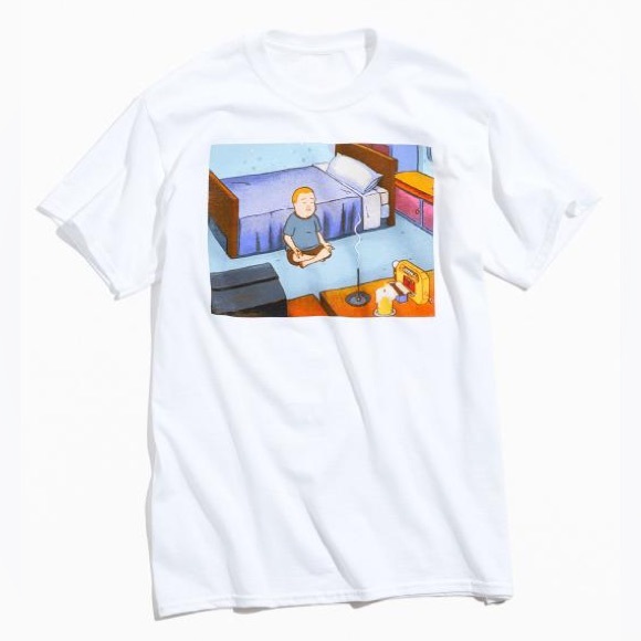 King of the Hill Bobby Meditating T-Shirt - Men’s Small - Picture 1 of 4